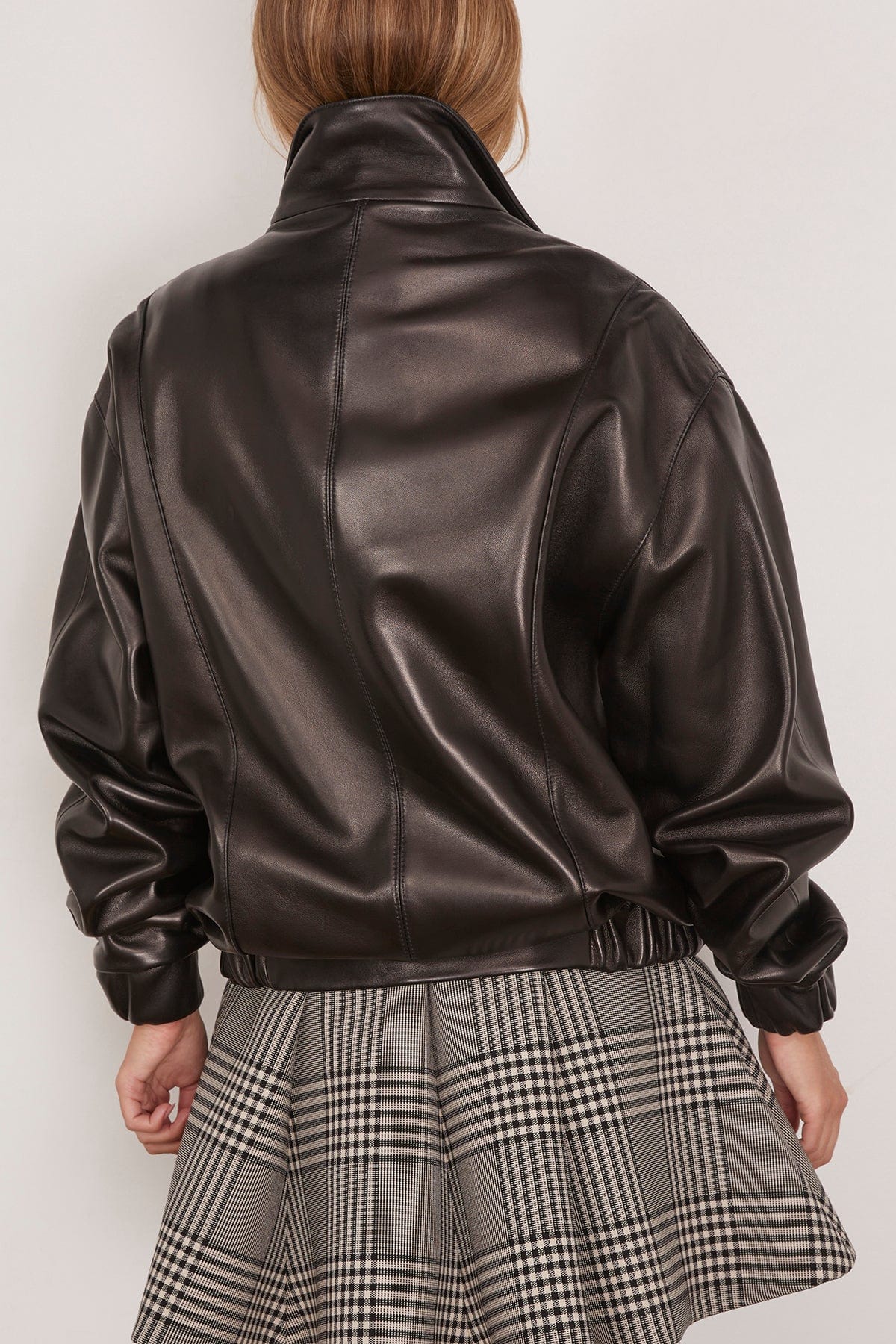 The Emmett Double Zip Leather Moto Jacket in Black - Image 4